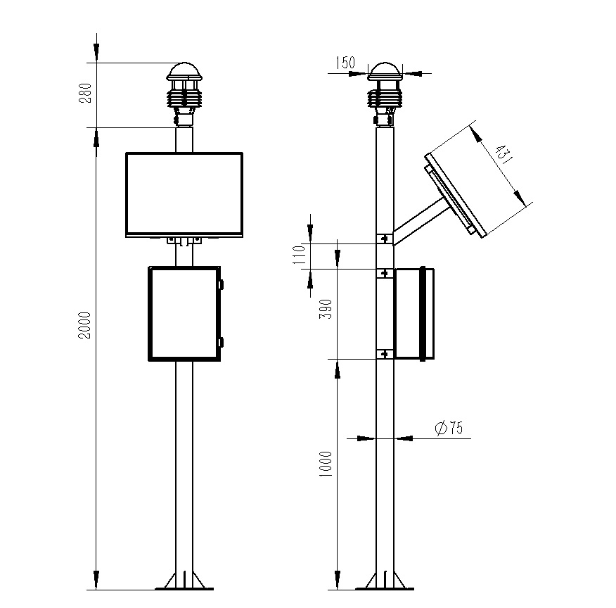 全自动小型气象站产品尺寸图